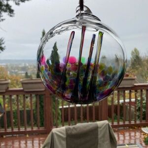 Beautiful Hand Blown Glass Ball - Pink, Purple, Yellow, Green, Blue